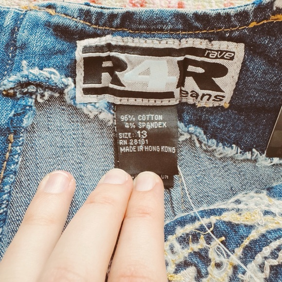 Rave, NWT Y2K Blue Flare Jeans with Embroidery - Picture 6 of 6